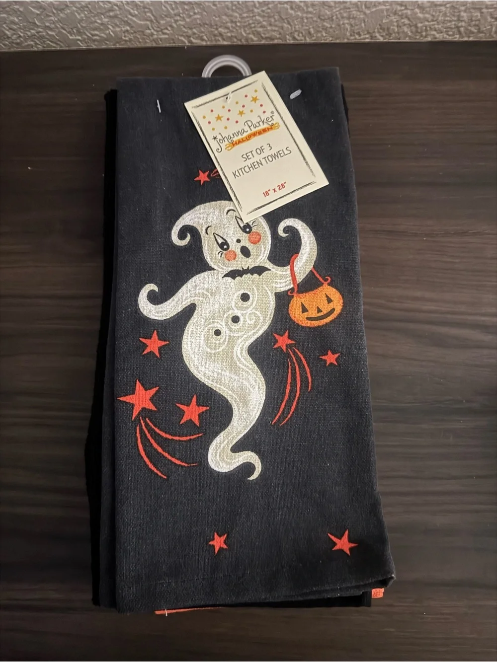 Johanna Parker Vintage Halloween Kitchen Towel with Ghost and Pumpkin (3 set)